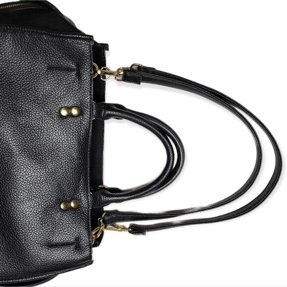 Steve Madden Satchel Purse 3 Compartment Shoulder Bag Black - Picture 4 of 13